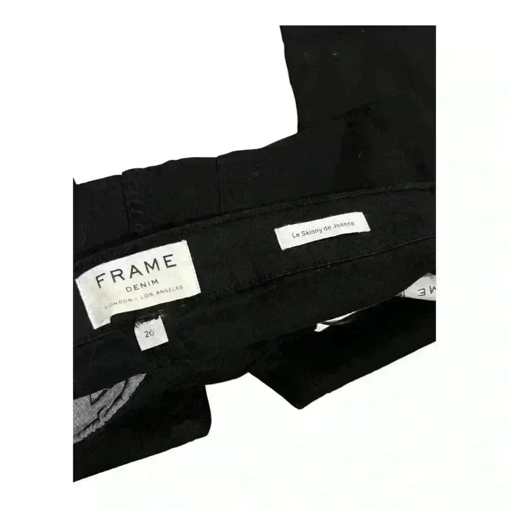 🆕FRAME Denim Le Color Ripped in Film Noir. Le Skinny de Jeanne. NWT - Picture 9 of 13